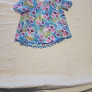 Lollidays Floral Blue Boho Tunic Top with Tassel Hem  CC941