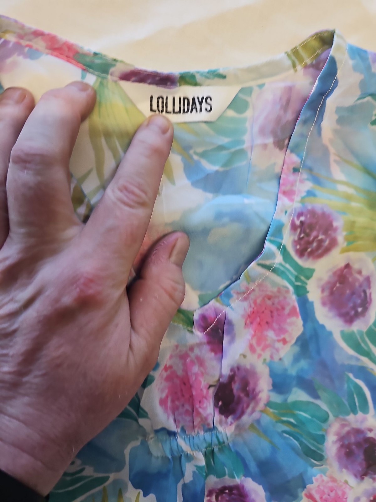 Lollidays Floral Blue Boho Tunic Top with Tassel Hem  CC941