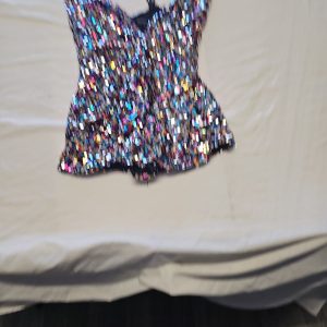 PrettyLittleThing Multi-Color Sequin Strappy Mini Dress UK12 CC947