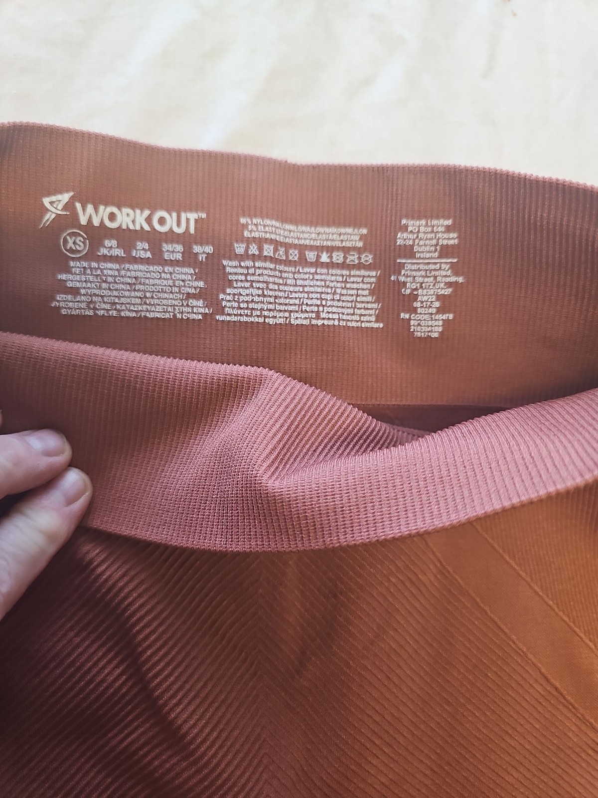 Primark Workout Seamless Ribbed Leggings in Mauve Rose xs MM60
