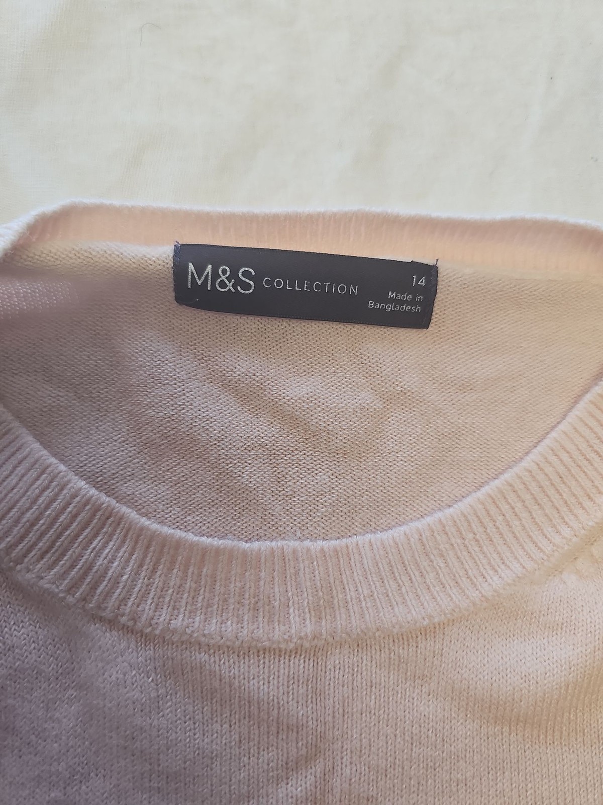 M&S Collection Pale Pink Crew Neck Fine Knit Jumper size 14 MM46