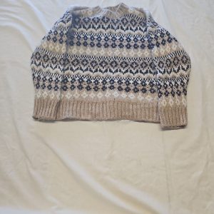 M&S Collection Fair Isle Knit Jumper in Beige and Navy s  MM1003