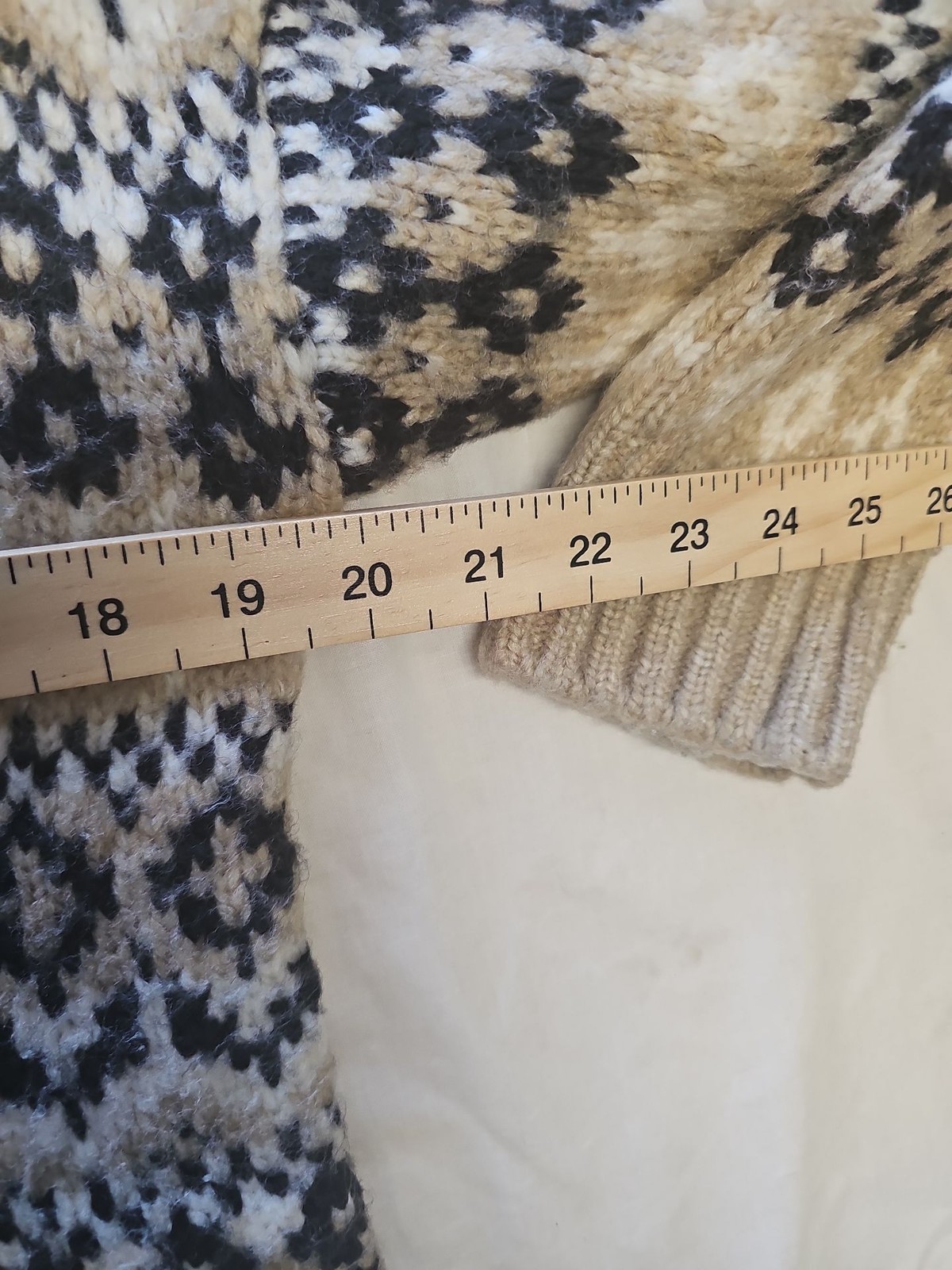 M&S Collection Fair Isle Knit Jumper in Beige and Navy s MM1003 - Image 4