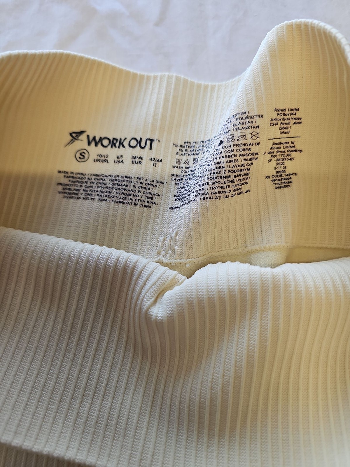 Primark Work Out Pale Yellow Ribbed High-Waisted Seamless Leggings uk 10/12 LL26