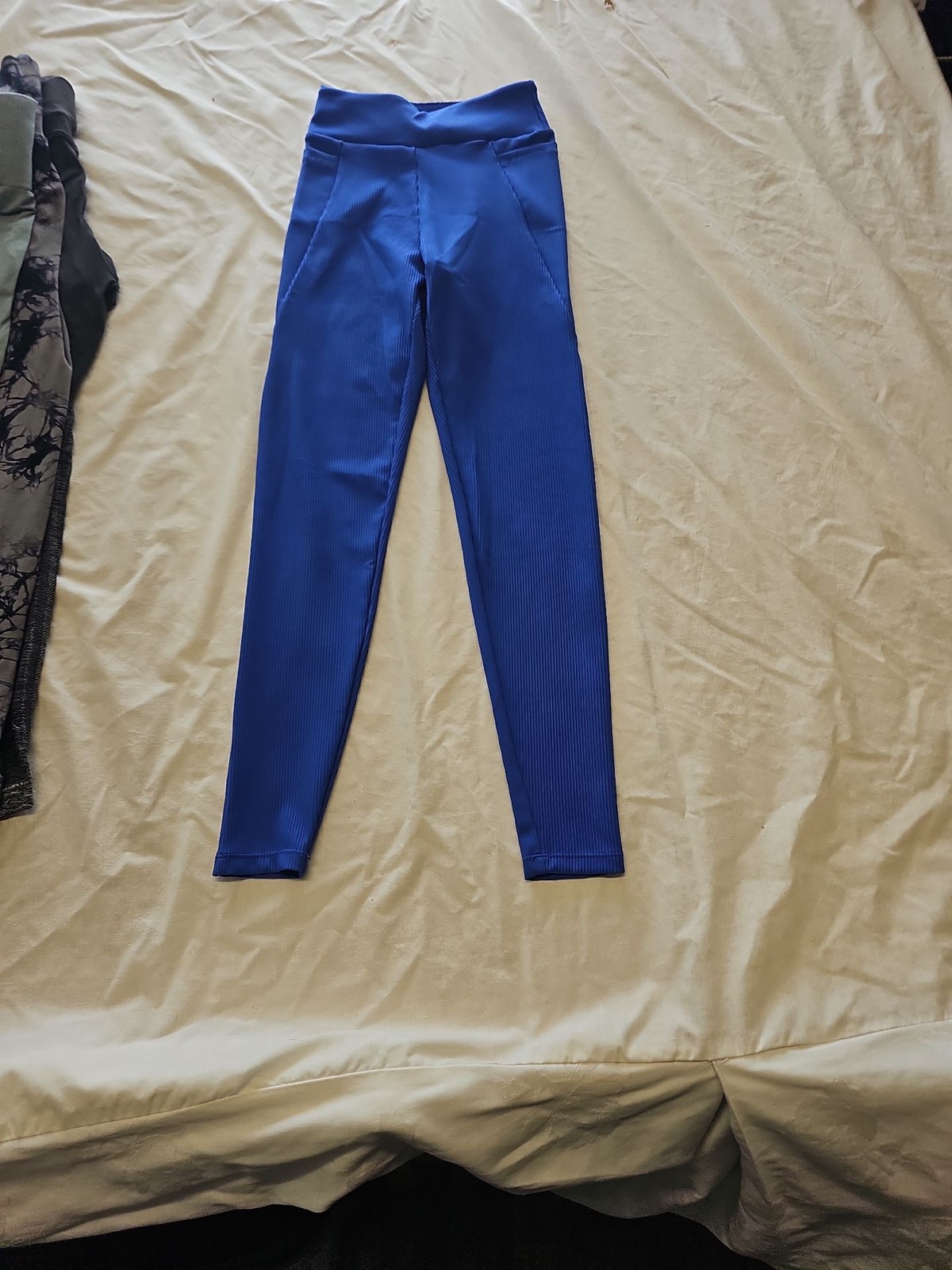 South Beach Royal Blue Ribbed Seamless Performance Leggings size 8 LL24