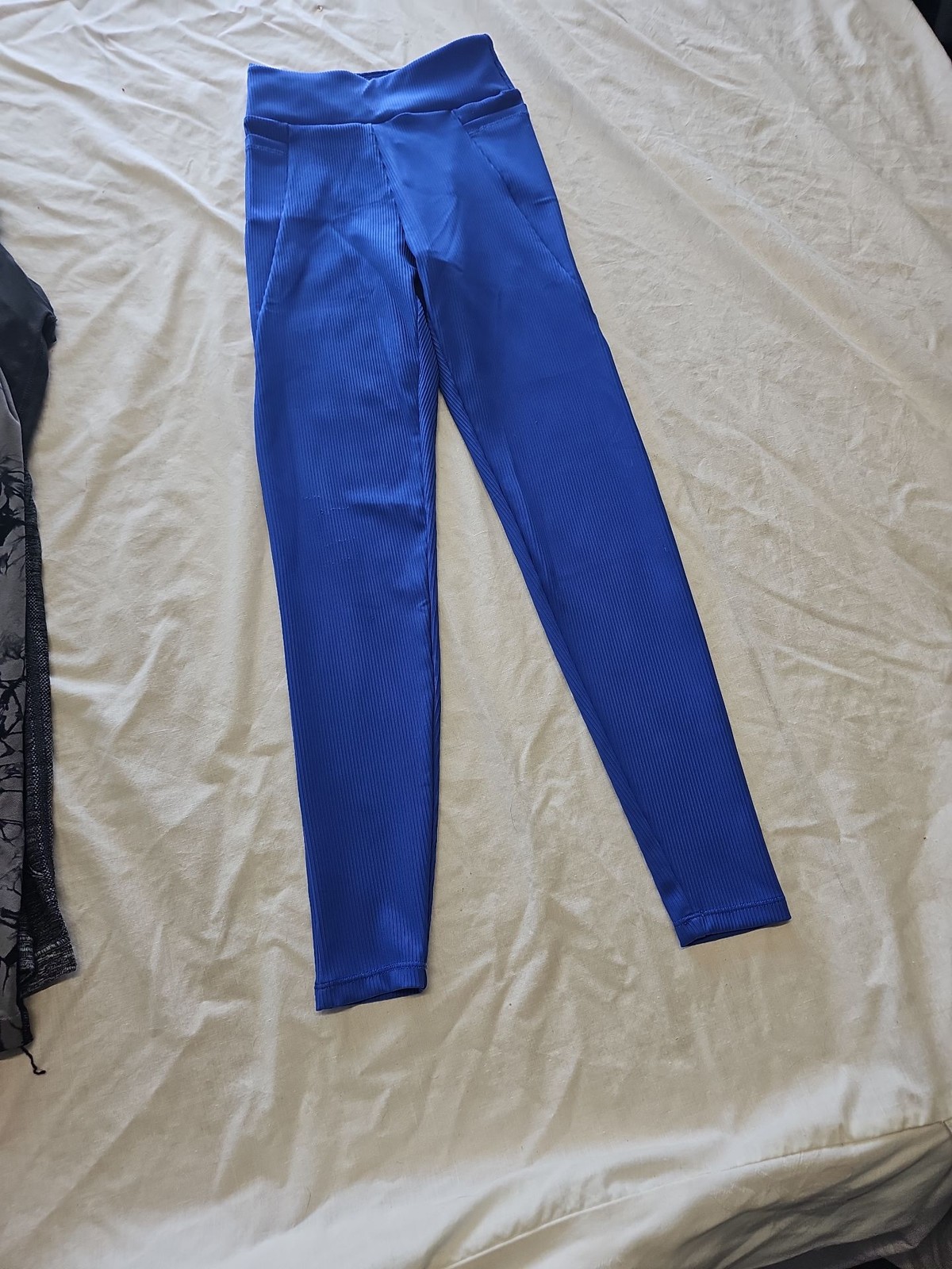 South Beach Royal Blue Ribbed Seamless Performance Leggings size 8 LL24 - Image 4