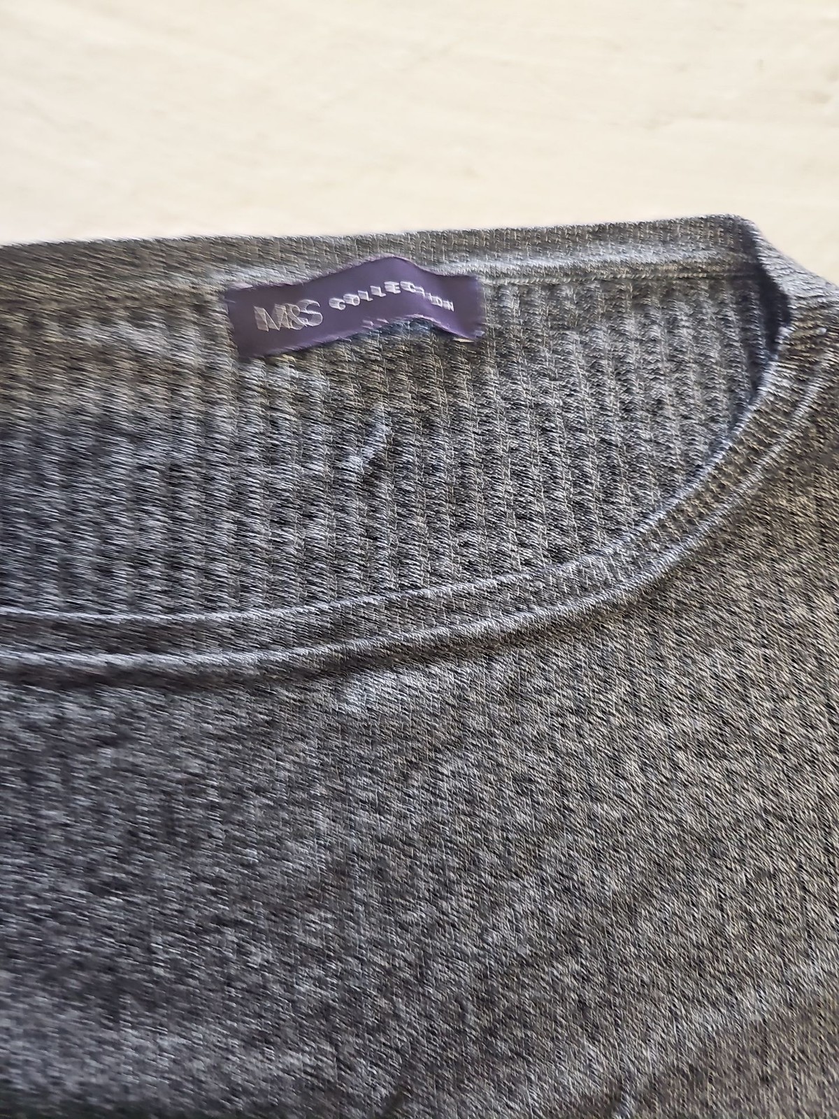 M&S Collection Charcoal Grey Ribbed Short Sleeve Knit Top  LL19