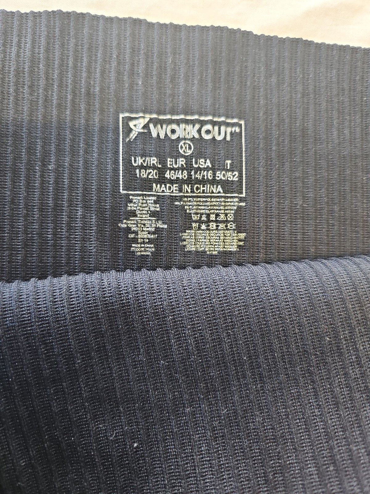 Primark ‘WORK OUT’ High-Waisted Seamless Cropped Leggings Black XL  LL31