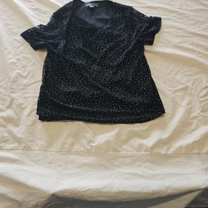 Primark Black Polka Dot Lace Layered T-Shirt Uk12 KK194