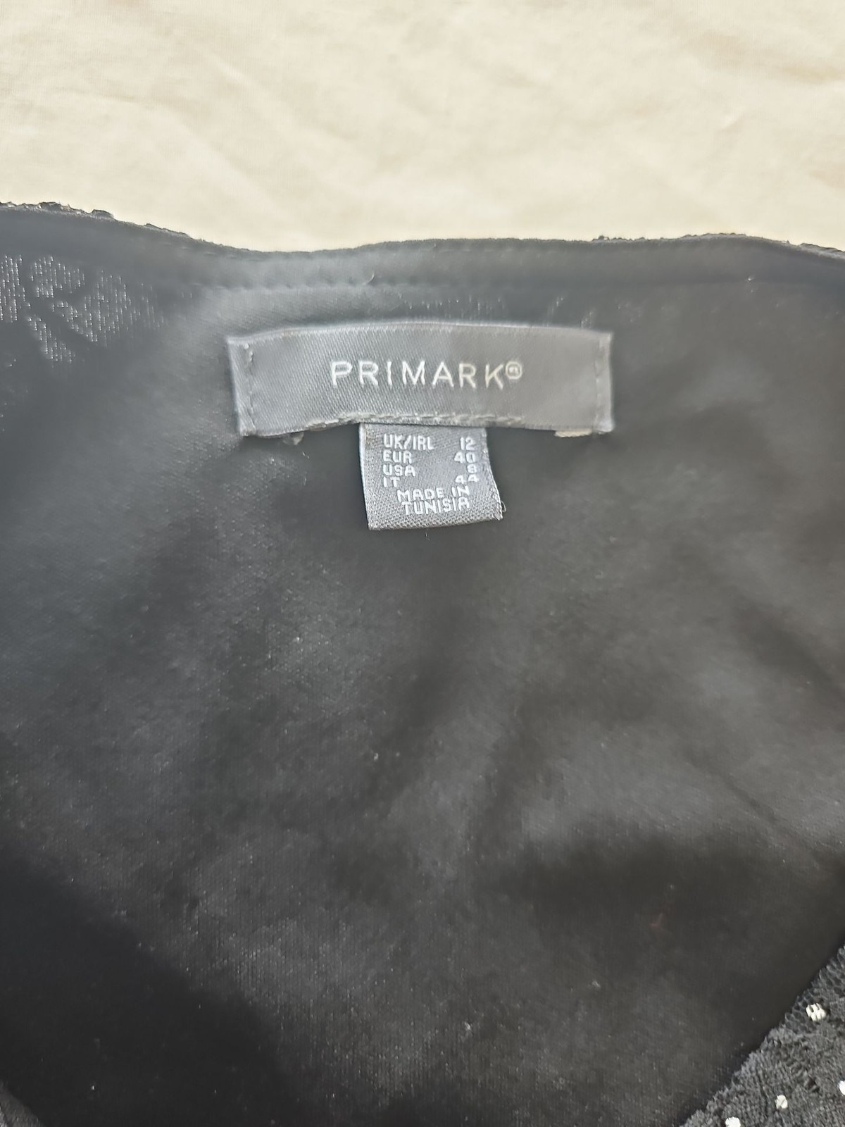 Primark Black Polka Dot Lace Layered T-Shirt Uk12 KK194
