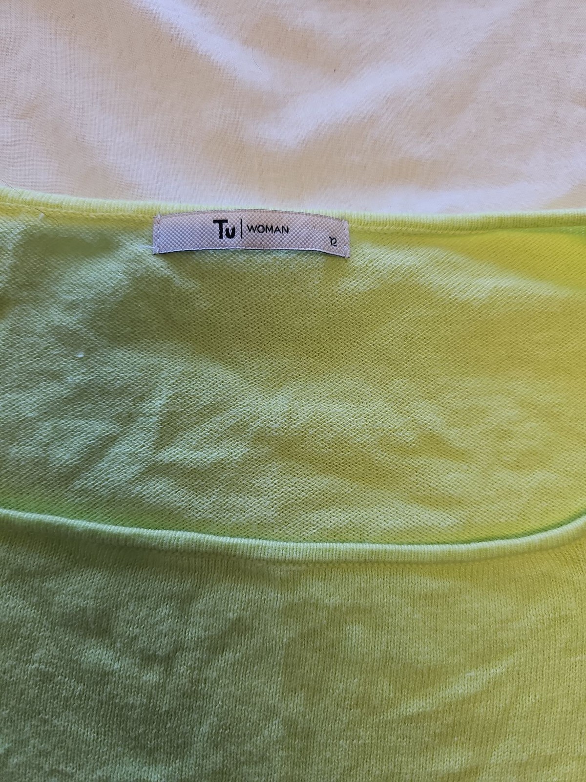 Tu Woman Lime Green Short Sleeve Fine Knit Jumper uk12 KK205