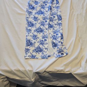 SHEIN MOD Blue Toile Floral Print Midi Dress with Slit size 8/10 KK206