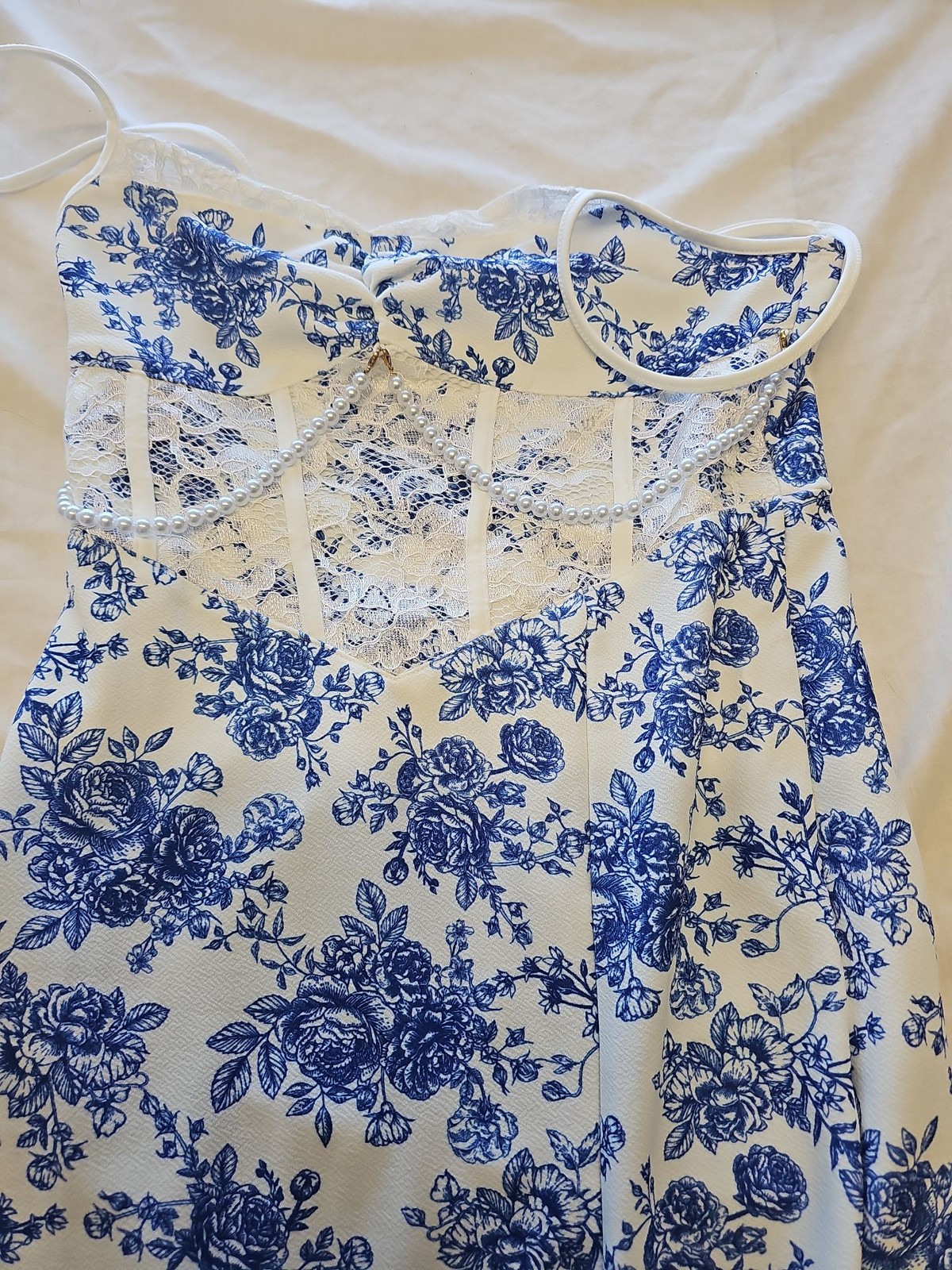 SHEIN MOD Blue Toile Floral Print Midi Dress with Slit size 8/10 KK206 - Image 4