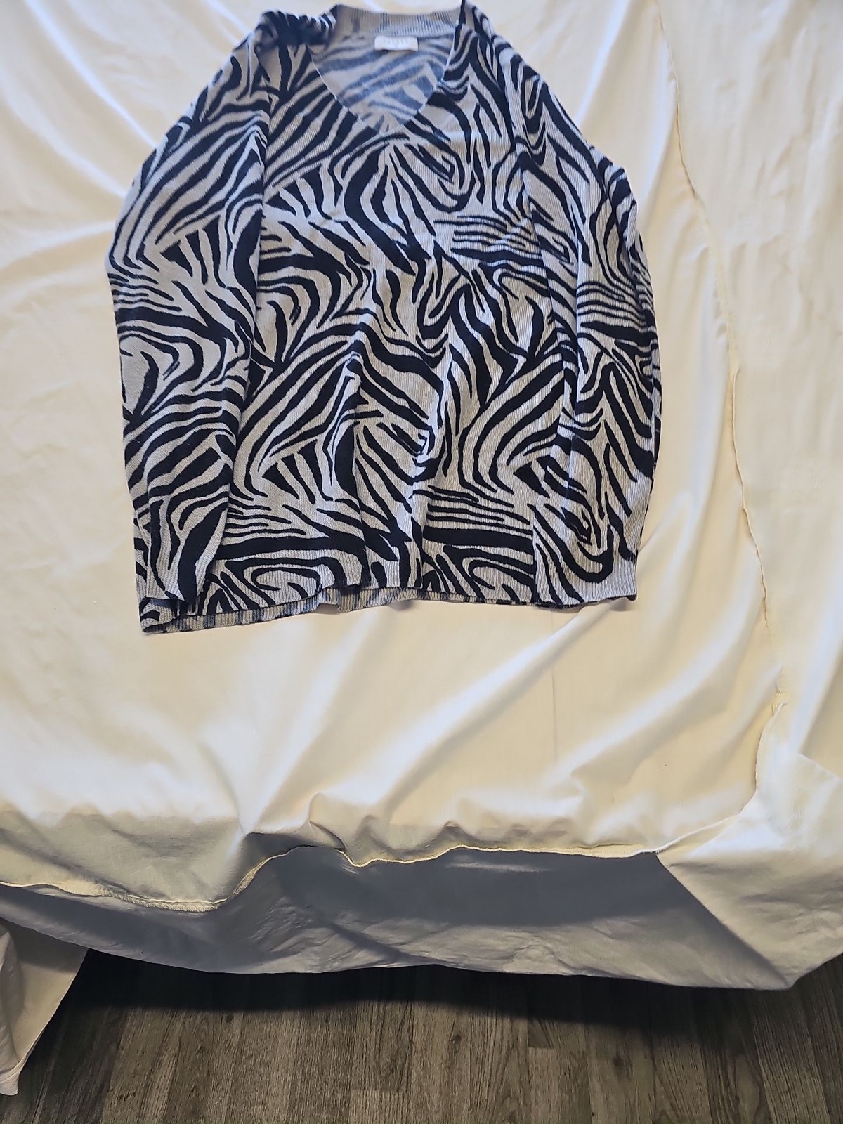 Papaya Zebra Print V-Neck Knitted Jumper size 16 KK192