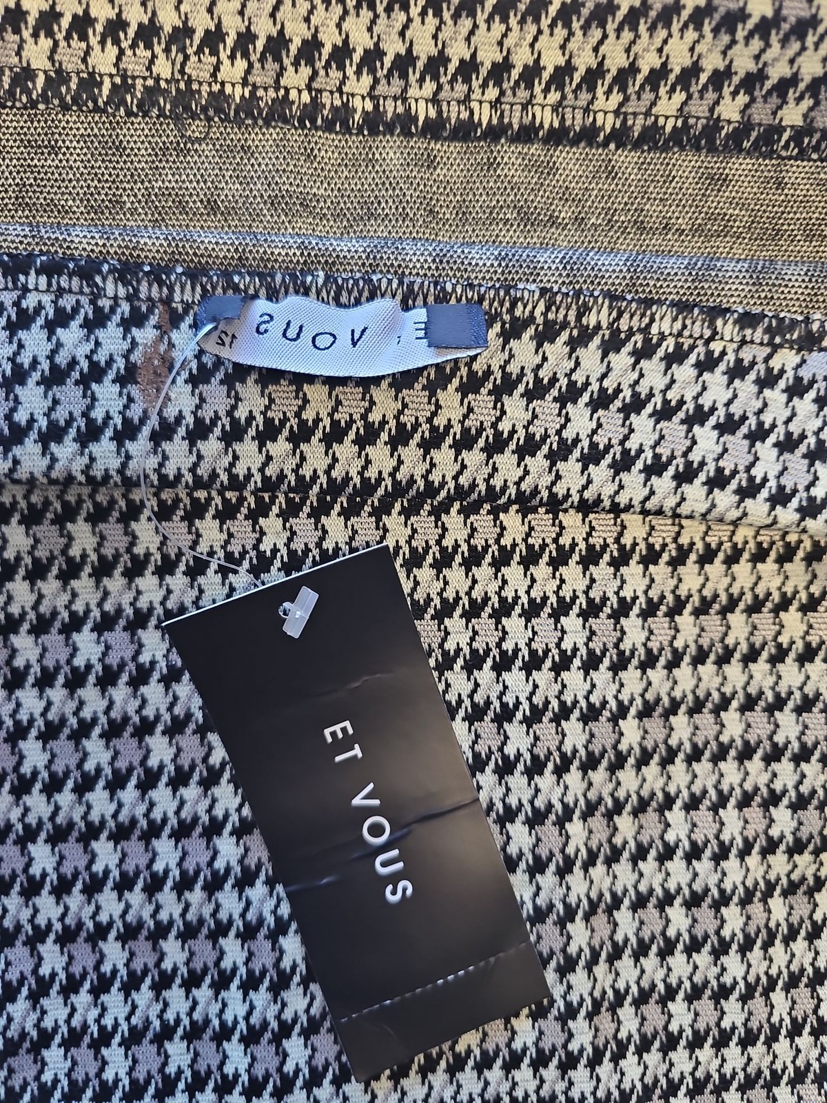 Et Vous Black and White Houndstooth Mini Skirt 12 KK192