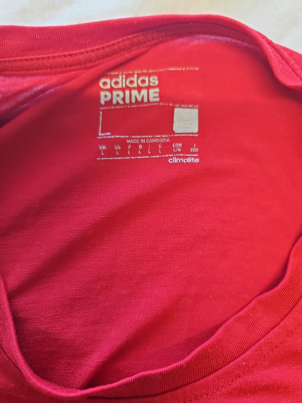 Adidas Prime Climalite Red Performance T-Shirt L KK190
