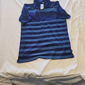 New Be Lucky Blue Striped Quarter-Zip Polo Shirt xl KK211