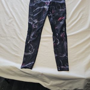 Souluxe Black Smoke Abstract Print High-Waisted Gym Leggings 12 O738