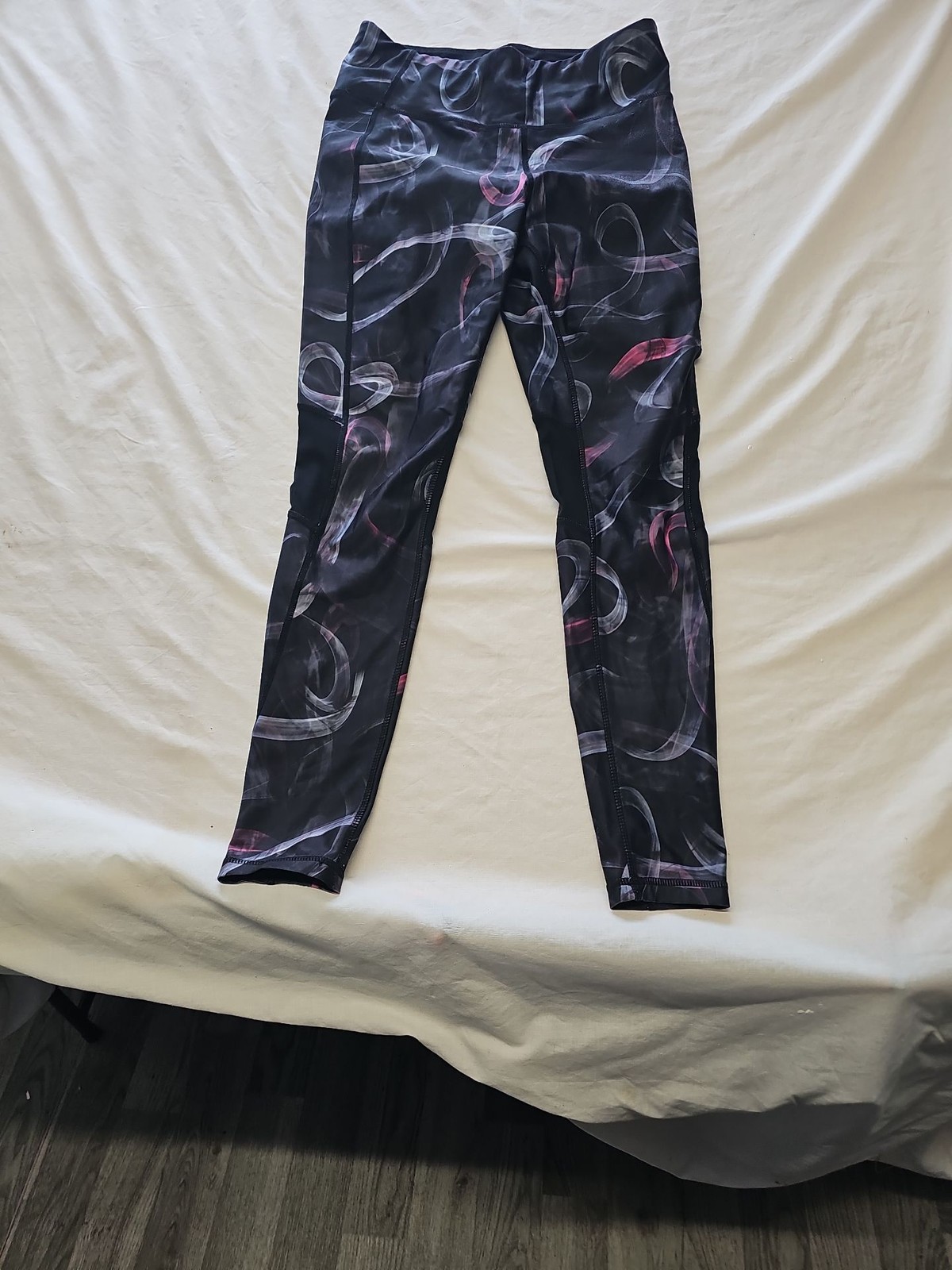Souluxe Black Smoke Abstract Print High-Waisted Gym Leggings 12 O738