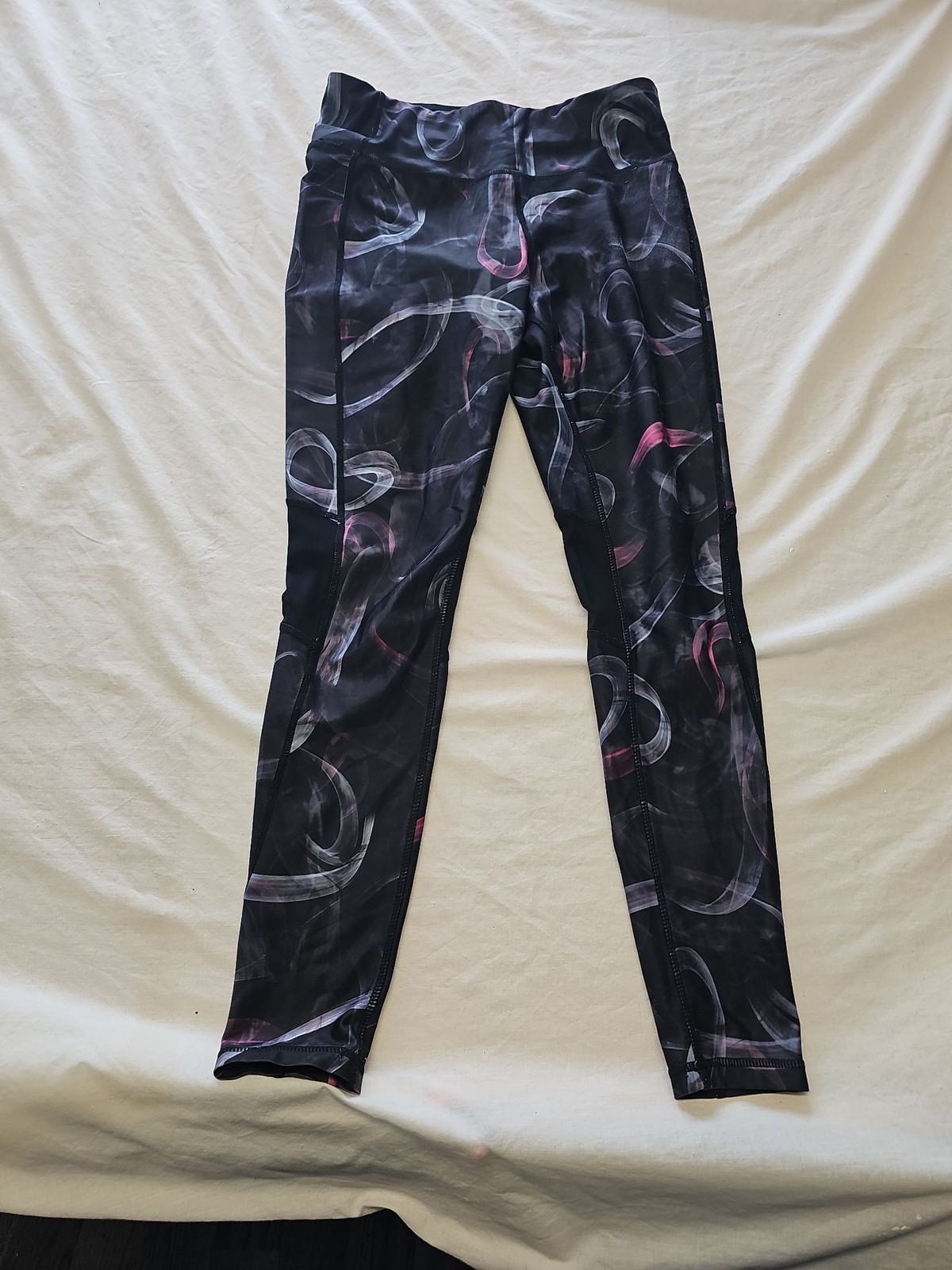 Souluxe Black Smoke Abstract Print High-Waisted Gym Leggings 12 O738 - Image 3