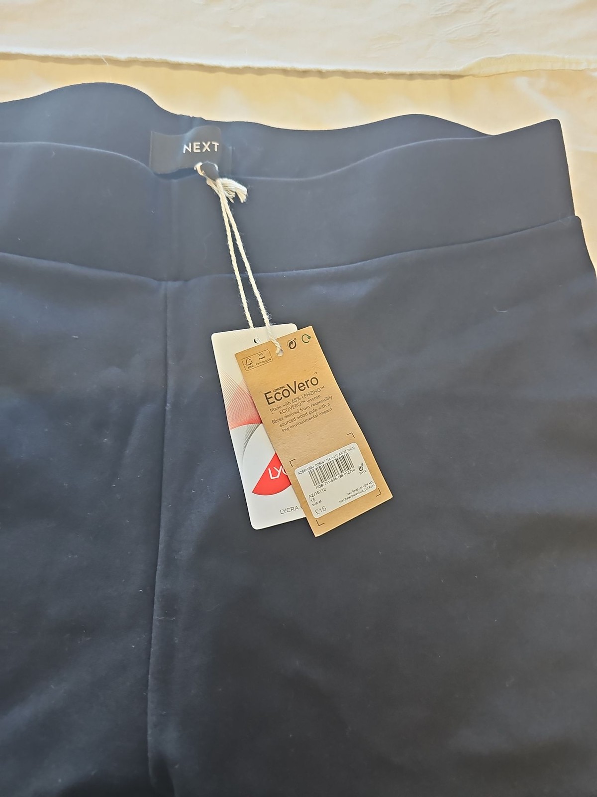 Next EcoVero Black Stretch Tapered Trousers NWT Eu18 GG990