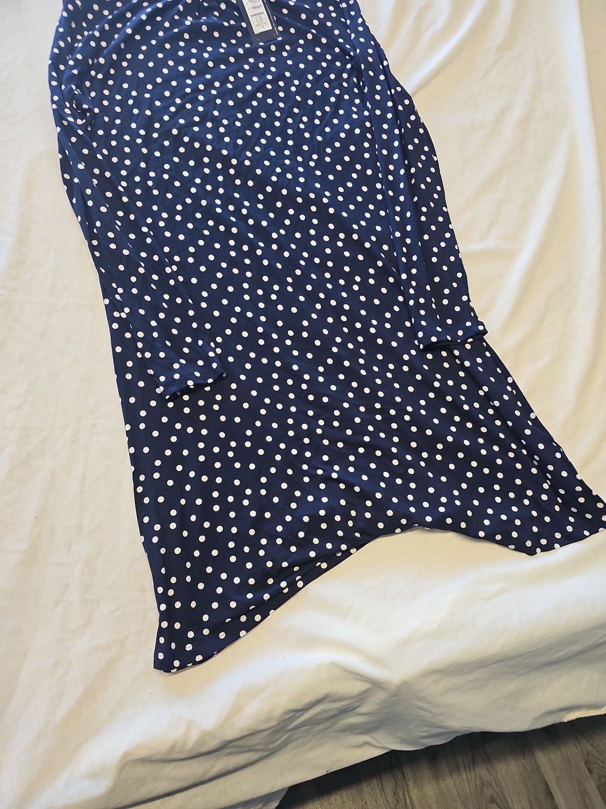 Marks & Spencer Navy Polka Dot Jersey Midi Skirt uk10 GG989 - Image 3