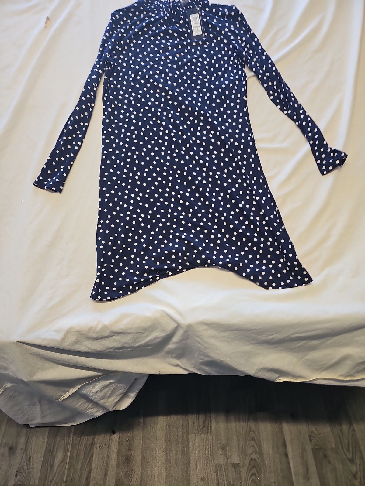 Marks & Spencer Navy Polka Dot Jersey Midi Skirt uk10 GG989 - Image 4