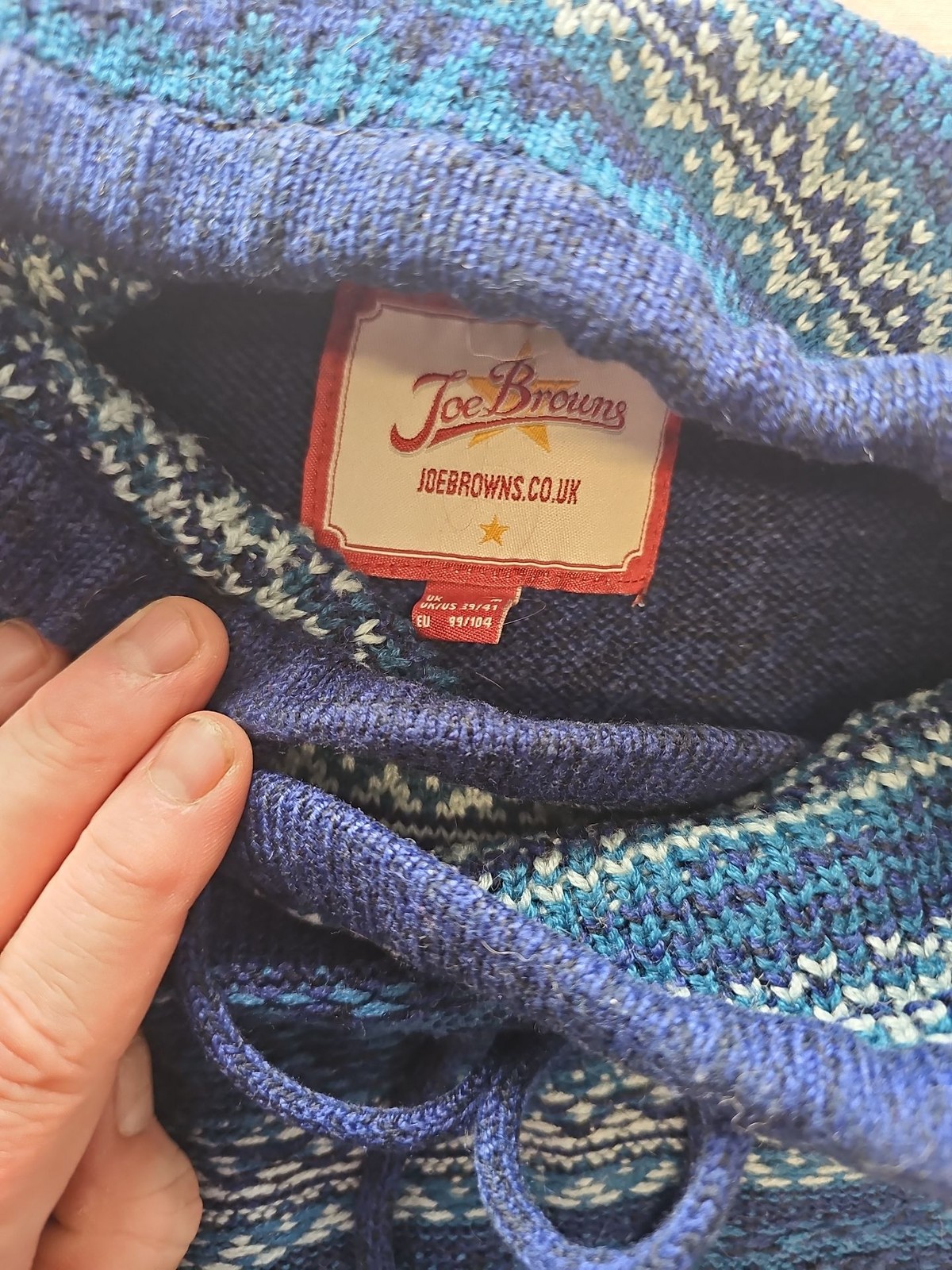 Joe Browns Men’s Blue Fair Isle Cowl Neck Knit Jumper O723