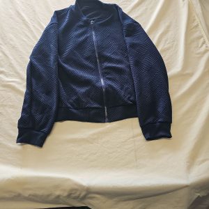 Textured Navy Blue Quilted Bomber Jacket approx Medium O724