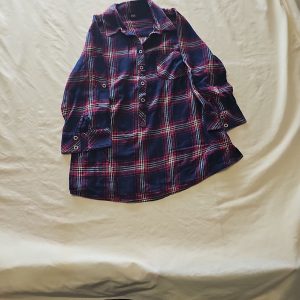F&F Navy and Red Plaid Oversized Flannel Tunic Shirt Small N579