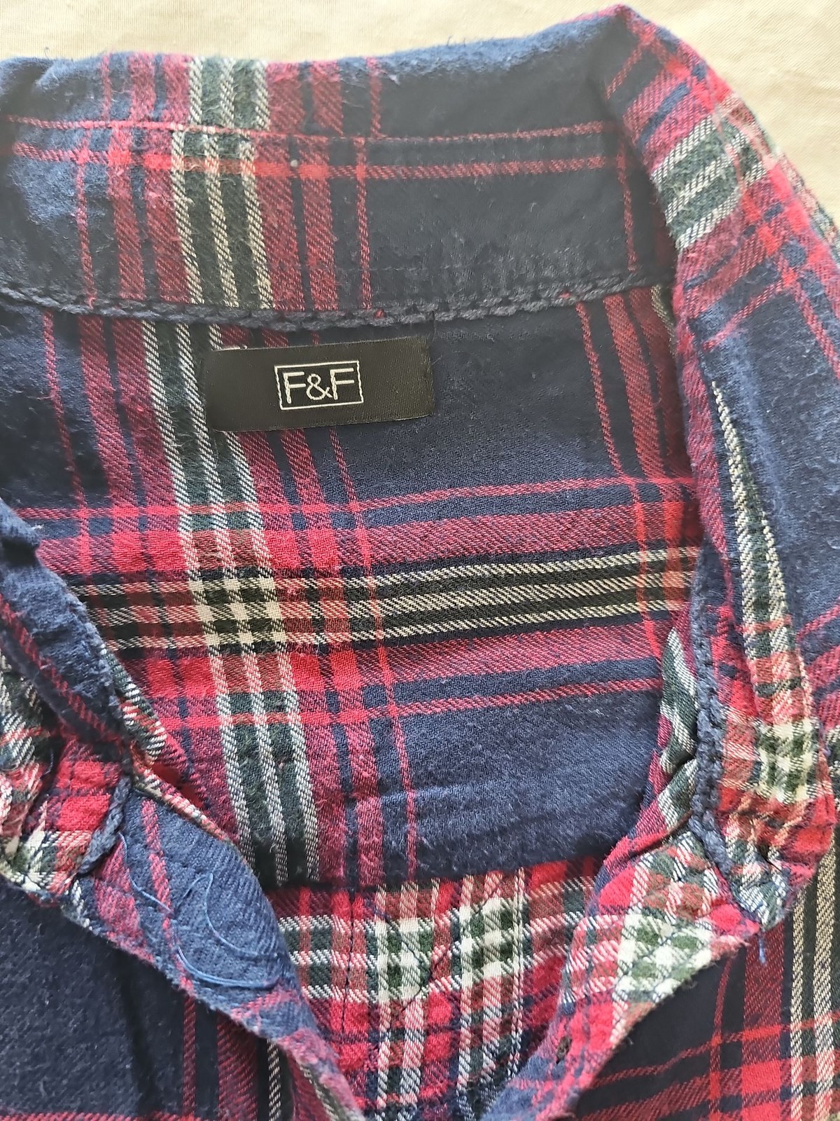 F&F Navy and Red Plaid Oversized Flannel Tunic Shirt Small N579