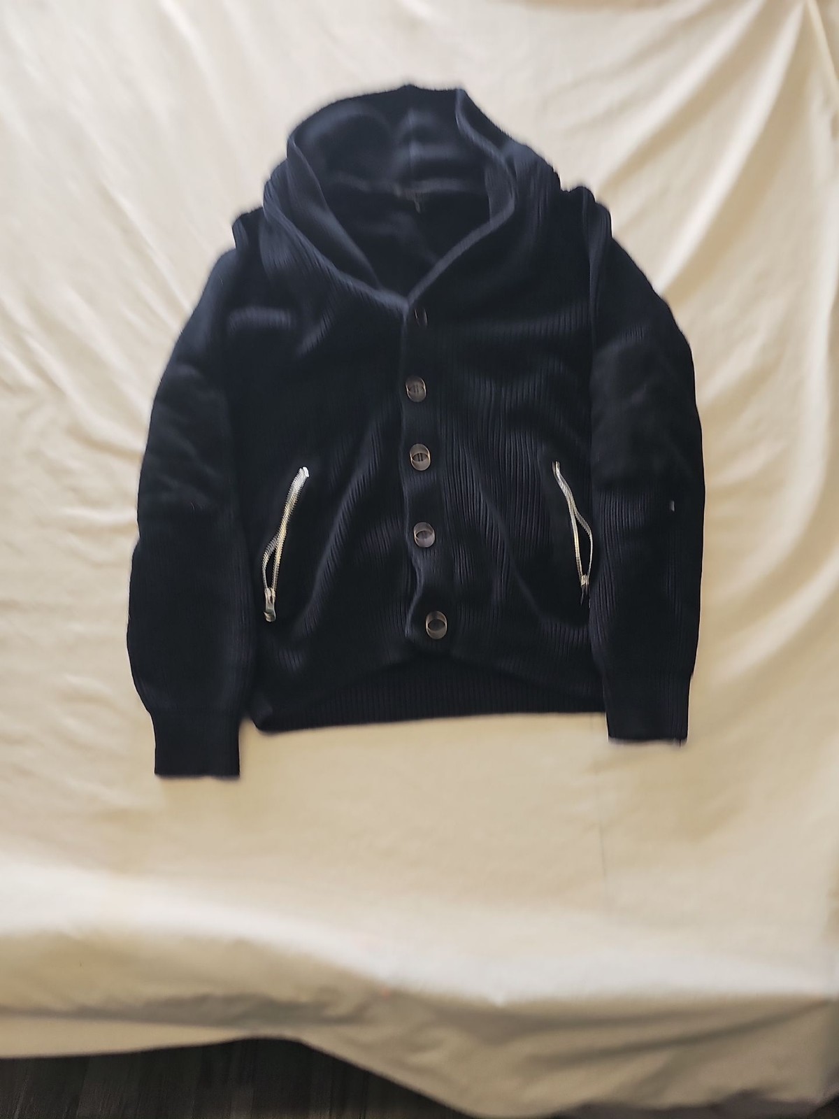 River Island Men's Hooded Knit Cardigan with Zipper Pockets O719