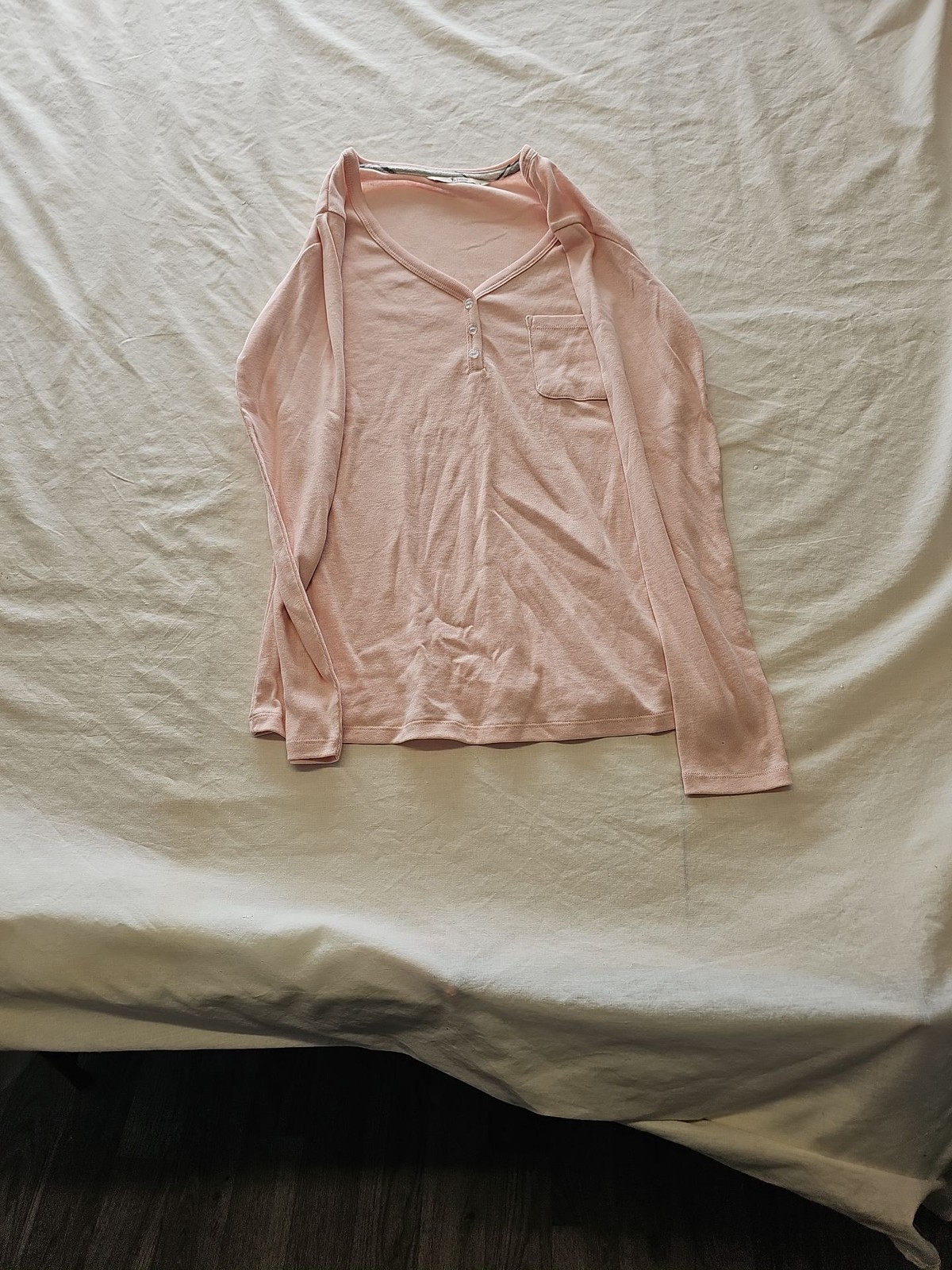 Tu Woman Peach Pink Henley Long Sleeve Top - Size 12 N580