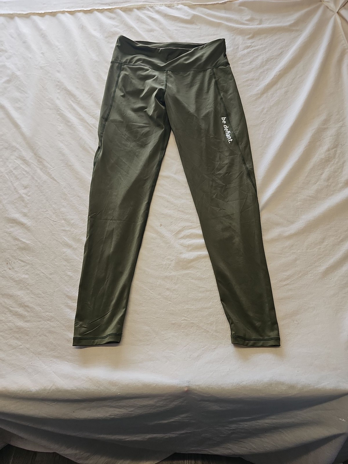 Be Defiant Activewear Olive Green Performance Leggings approx uk10 P755