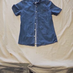 ASOS Men's Short Sleeve Denim Shirt in Mid-Wash Blue xs Q775