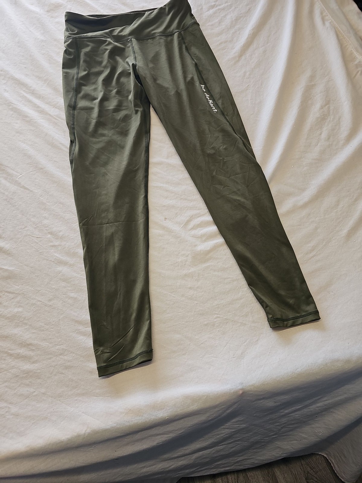 Be Defiant Activewear Olive Green Performance Leggings approx uk10 P755 - Image 3