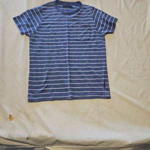 French Connection Men's Striped Pocket T-Shirt in Slate Blue M Q770