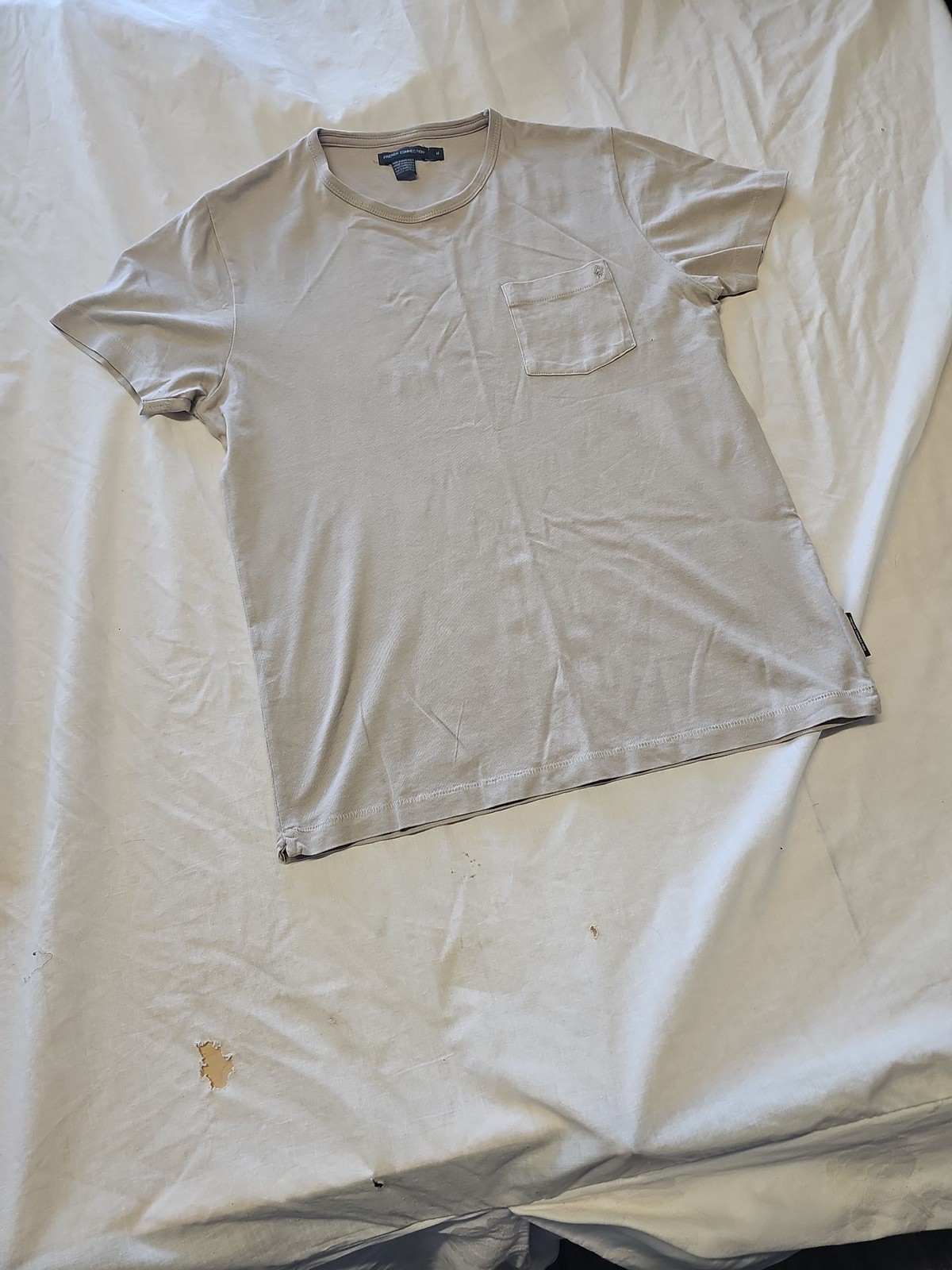 French Connection Men's Beige Pocket T-Shirt Size M Q769 - Image 3