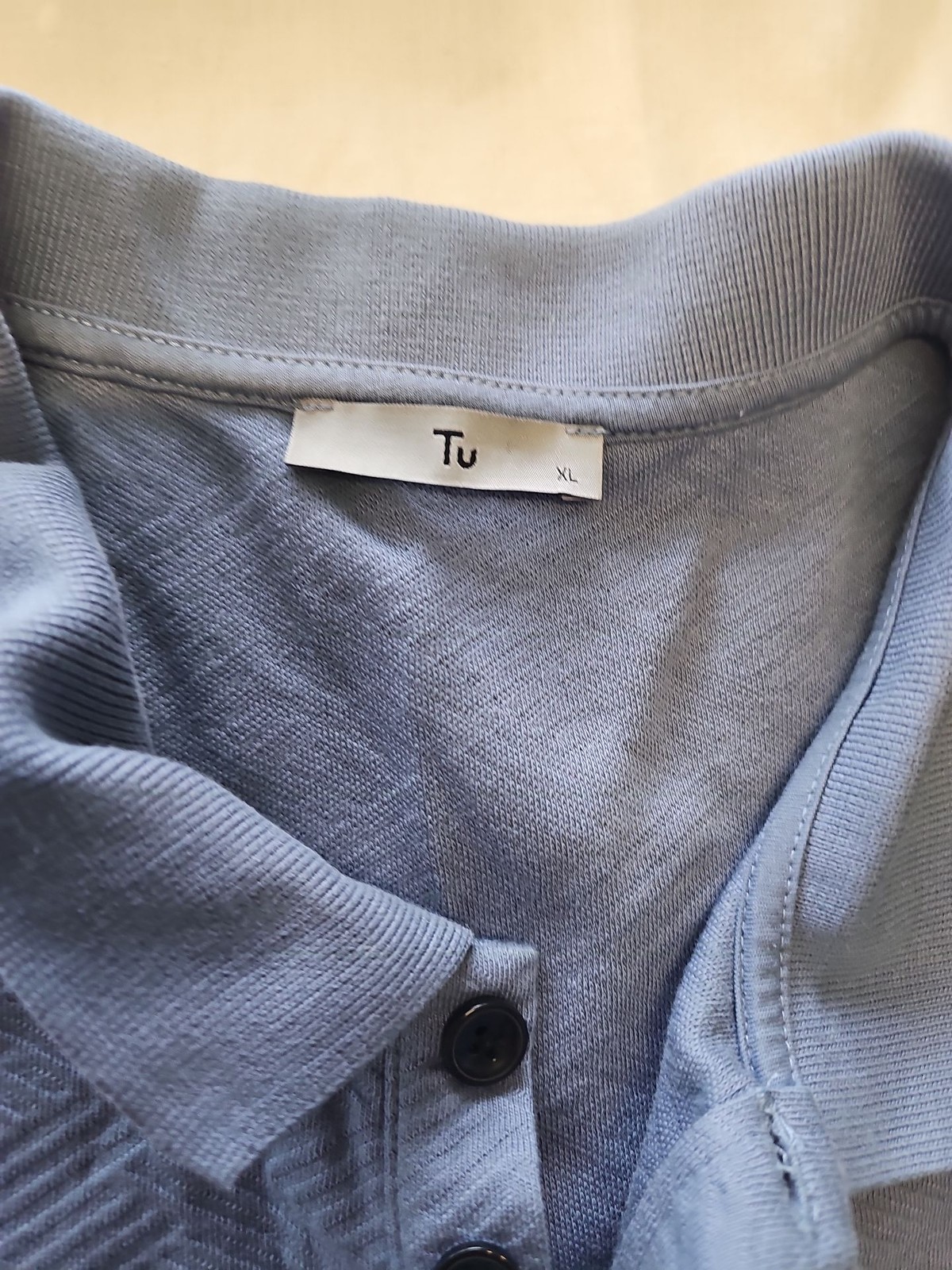 Tu Men’s Slate Blue Textured Knit Polo Shirt – Size XL Q778