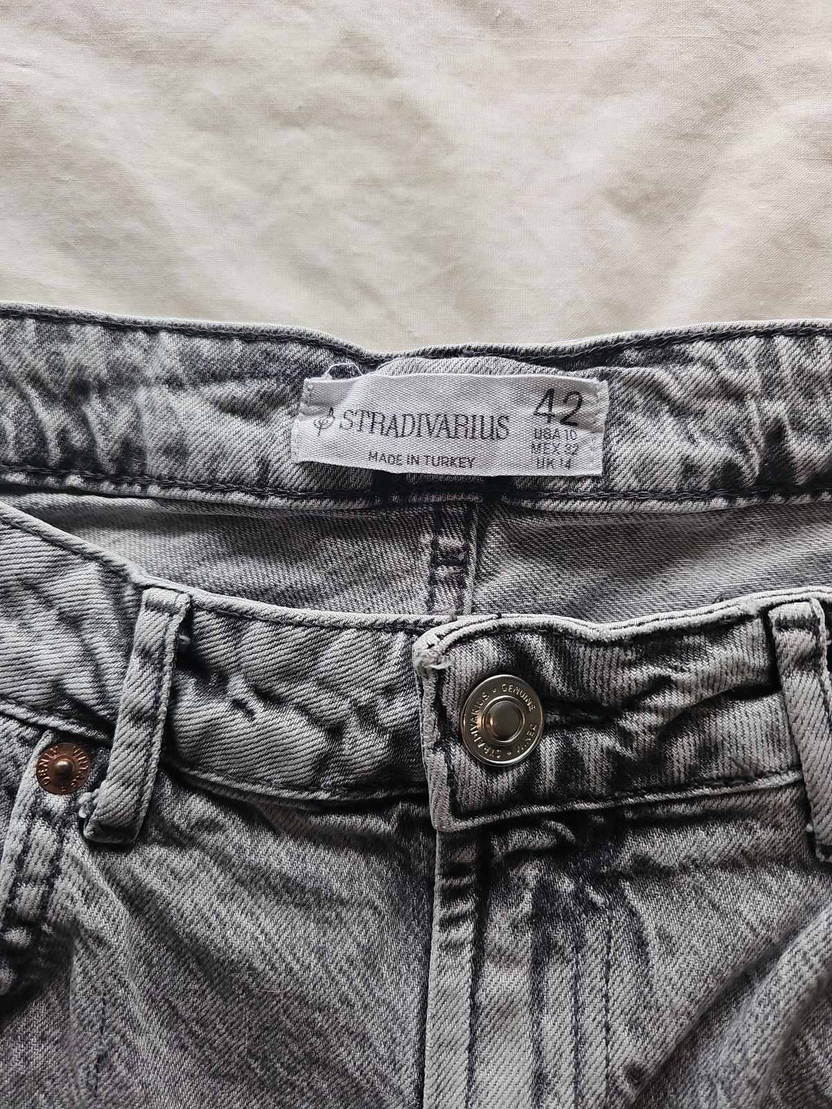 Stradivarius Acid Wash Grey Straight Leg Jeans uk14 Q781