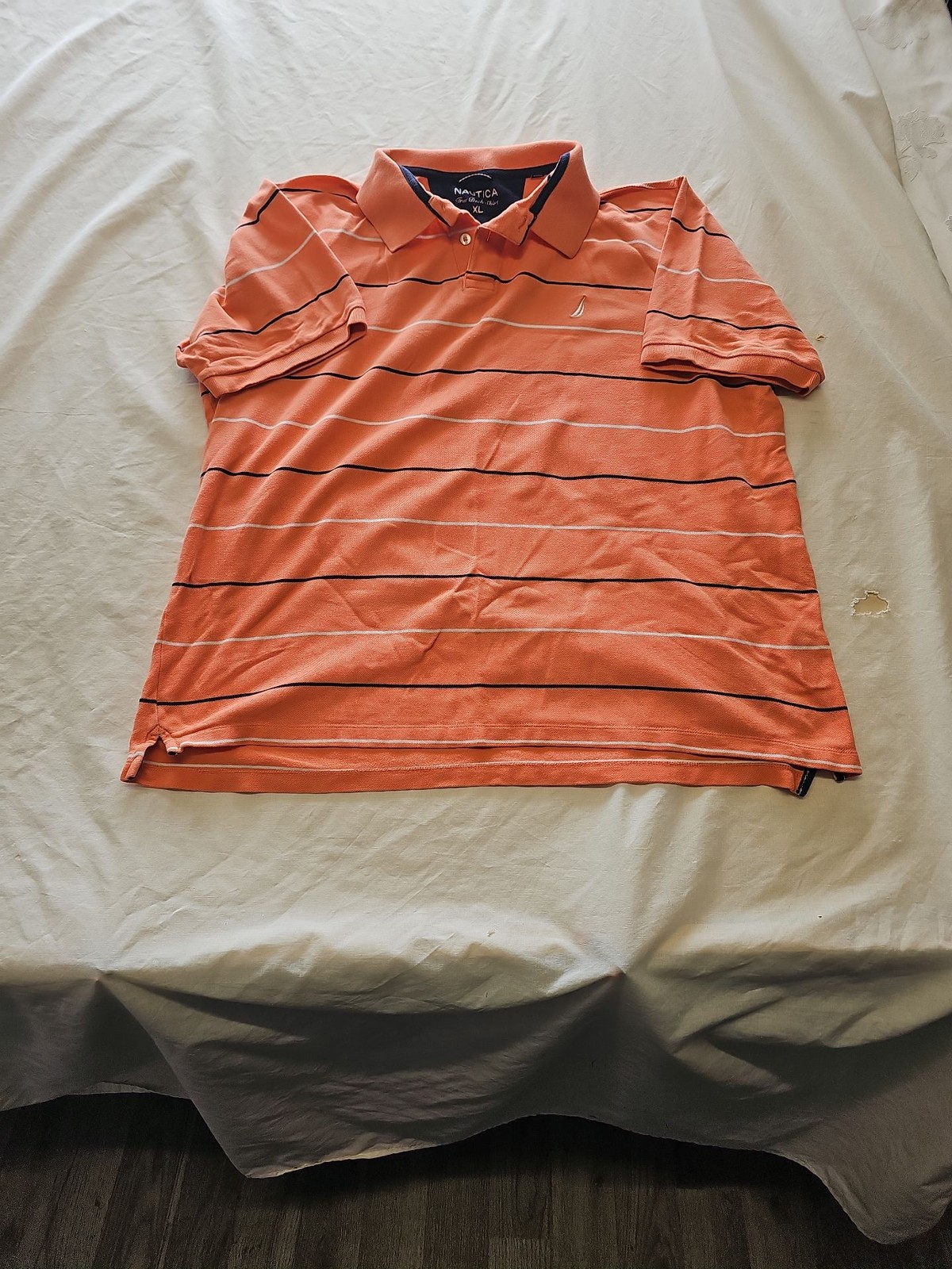 Nautica True Deck Shirt Striped Polo XL Orange xl R784