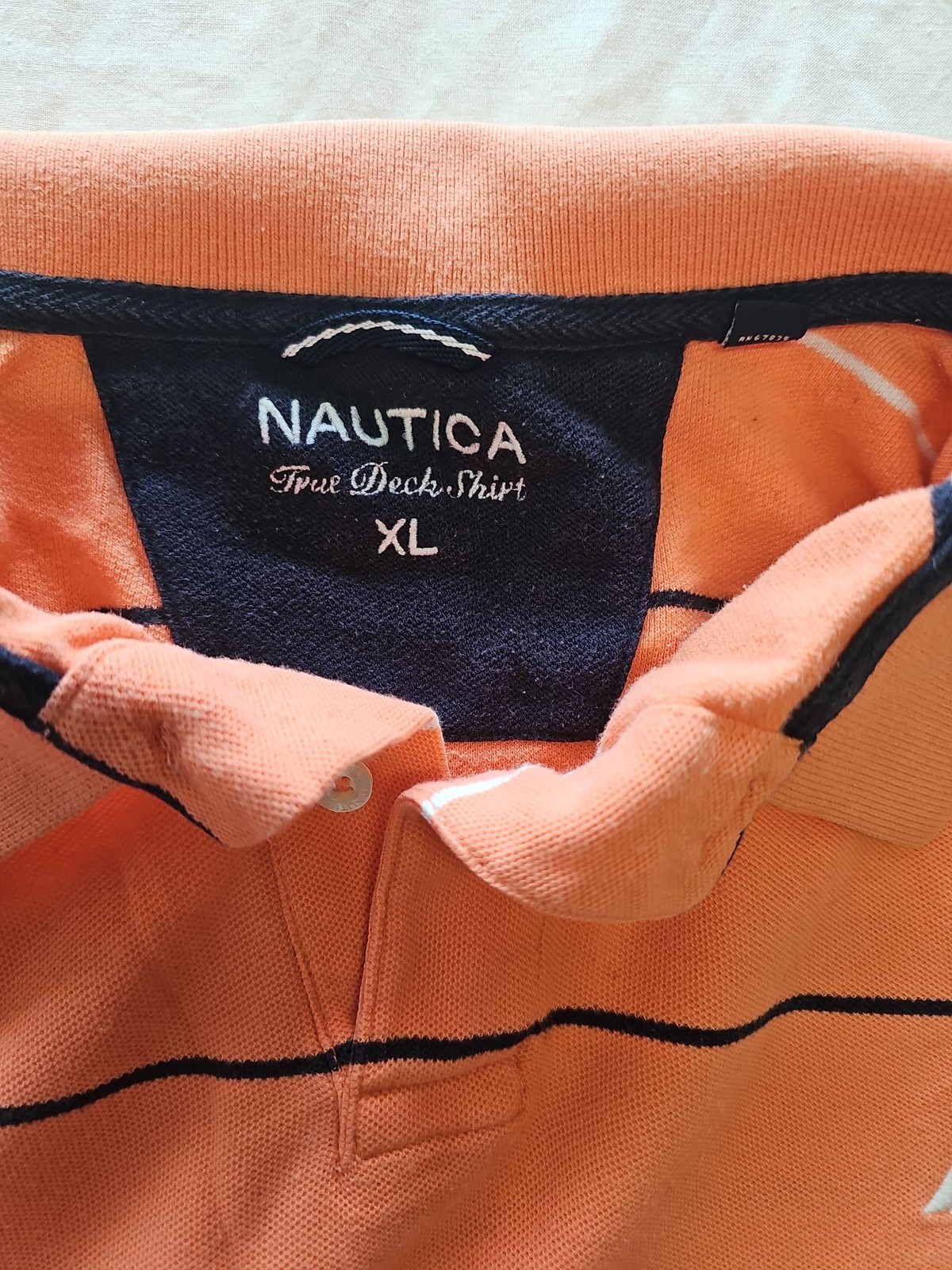 Nautica True Deck Shirt Striped Polo XL Orange xl R784
