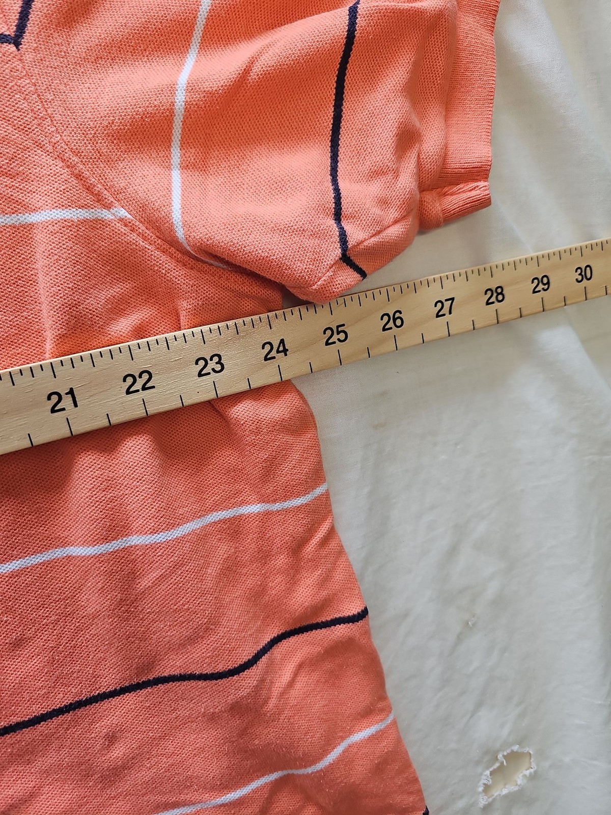 Nautica True Deck Shirt Striped Polo XL Orange xl R784 - Image 5