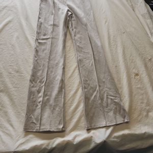 Primark Taupe High-Waisted Pintuck Flare Trousers uk14 R792