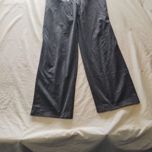 Pull&Bear Dark Grey Wide Leg Linen Blend Trousers L R794
