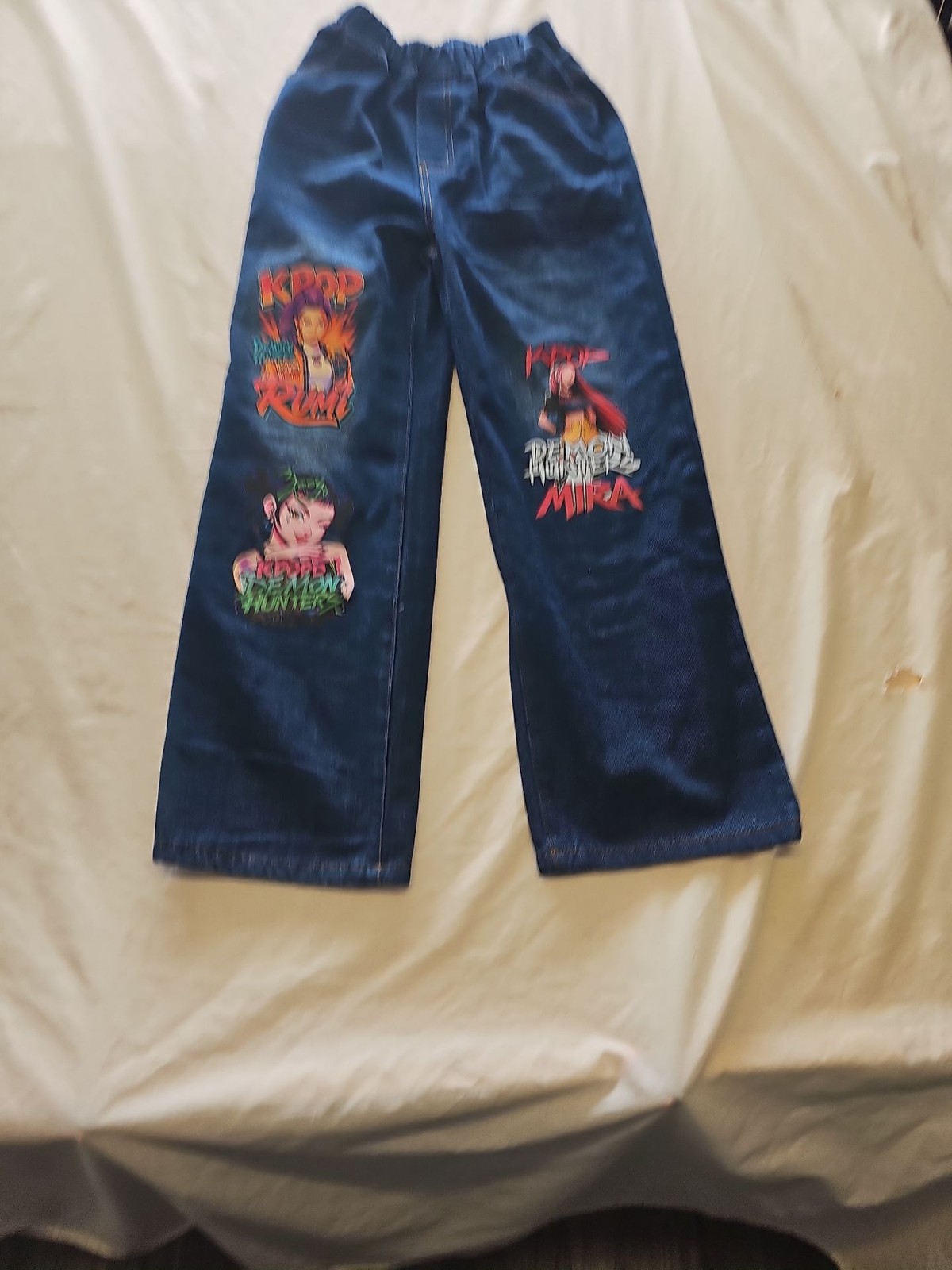 K-Pop Demon Hunters Anime Graphic Kids Denim Jeans 808