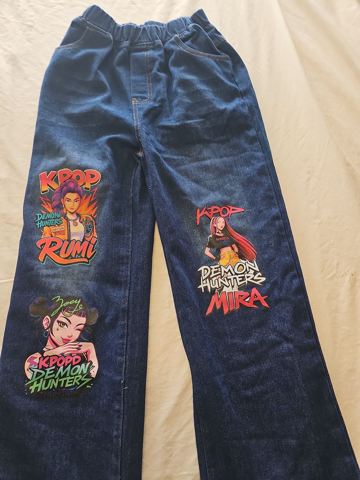 K-Pop Demon Hunters Anime Graphic Kids Denim Jeans 808