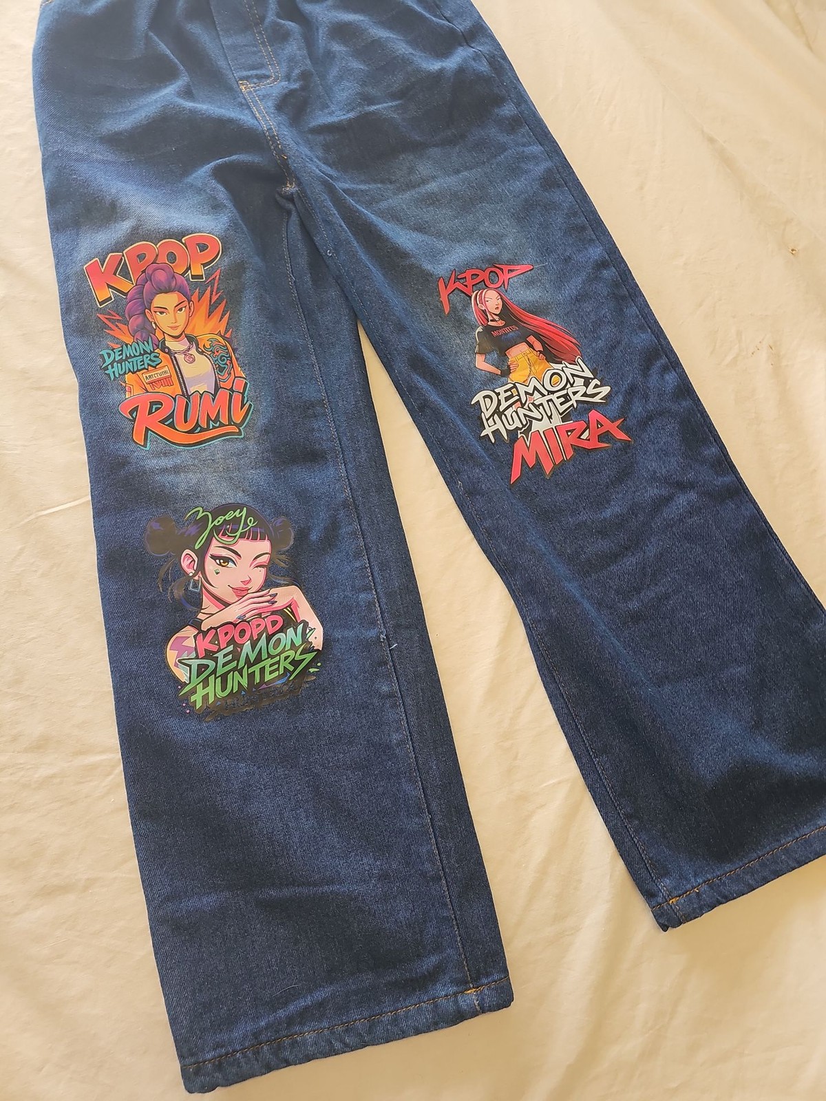 K-Pop Demon Hunters Anime Graphic Kids Denim Jeans 808 - Image 3