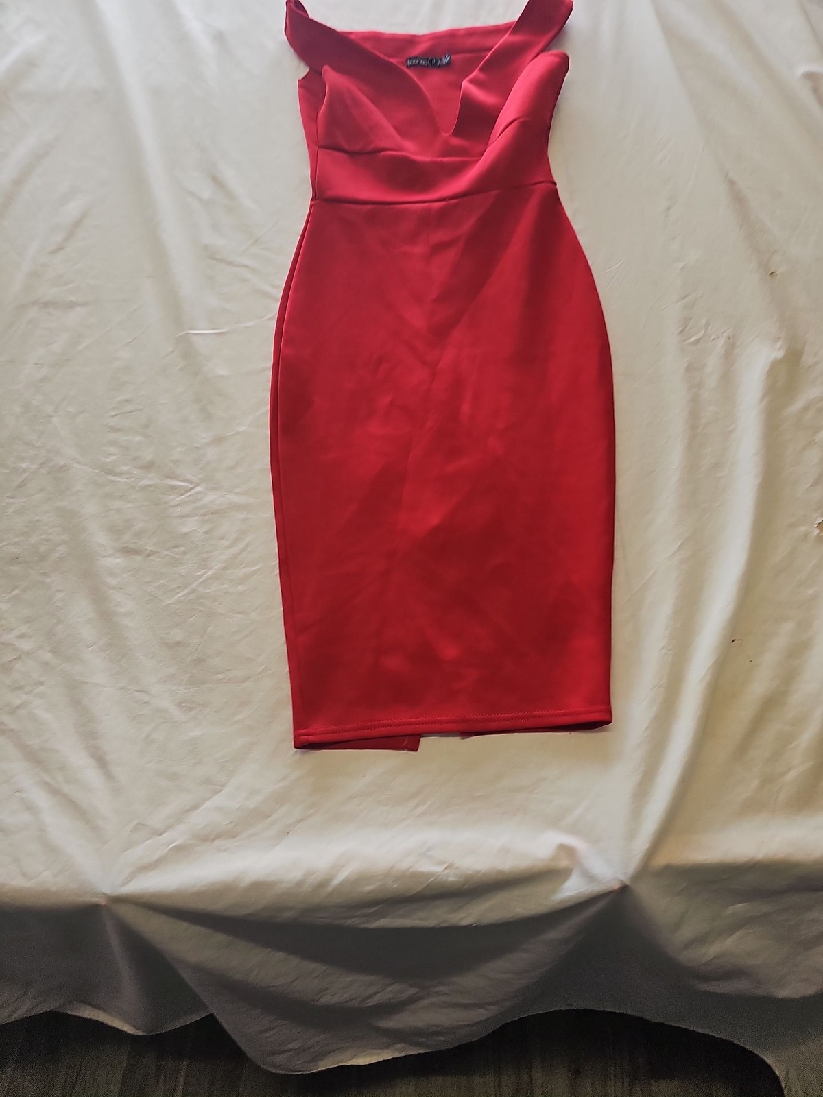 Boohoo Petite Red Off-the-Shoulder Bodycon Midi Dress uk 8 S809
