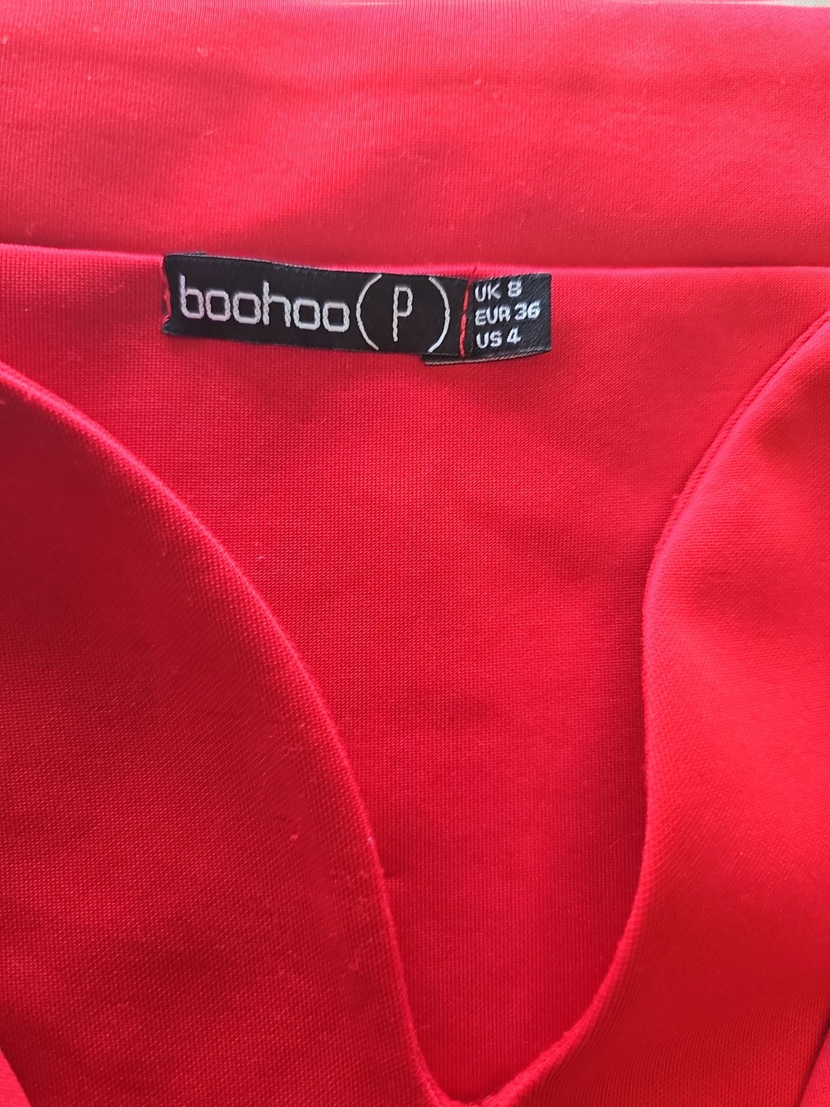 Boohoo Petite Red Off-the-Shoulder Bodycon Midi Dress uk 8 S809